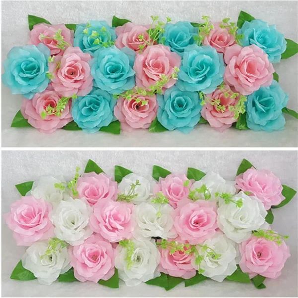 Flores decorativas de longa duração flor artificial tecido arte prática falsa rosa linha festa de casamento decoração de parede