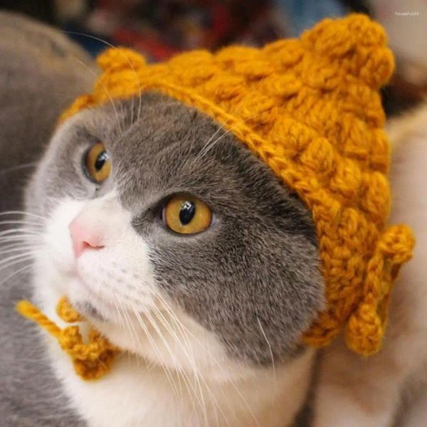 Hundebekleidung, weich, bequem, Haustierhut, lustig, handgefertigt, Buddha-Katze, Kopfbedeckung für Cosplay, Po-Requisiten, Imitationsgarn, Anziehkostüm