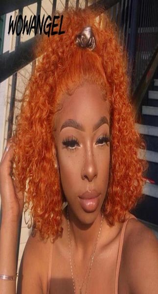 13x6 Deep Ginger Wig Red 99j Burgund Lace Front Wig Orange Colored Human Hair Wig Deep Wave Bob Lace Front Remy Wowangel2927777