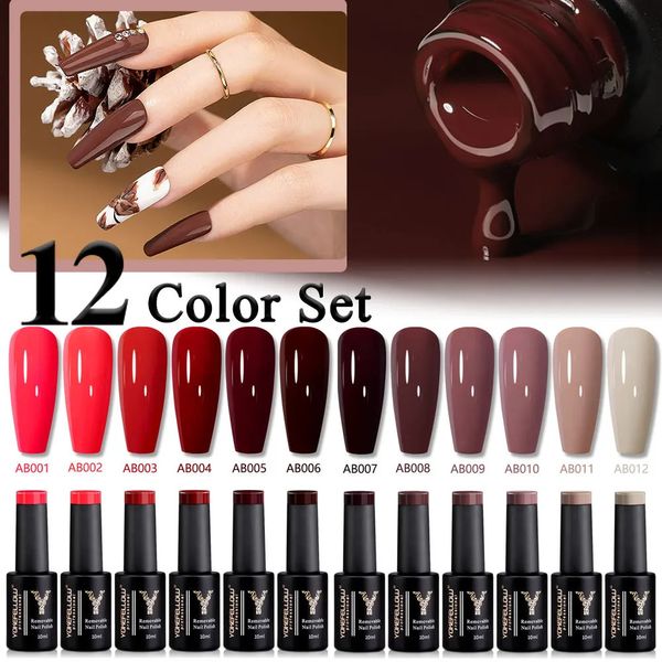 YOKEFELLOW 10ML Gel Nail Polish Set Soak Off UV LED Verniz Kit Semi Permanente 12PcsSet para manicure em uso doméstico 240229