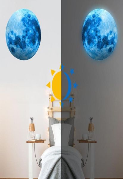 Adesivos de Parede 3D Grande Lua Fluorescente Adesivo Papel de Parede Noite Removível Brilho no Escuro Decorações de Casa 5cm 12cm 20cm 30cm8059261