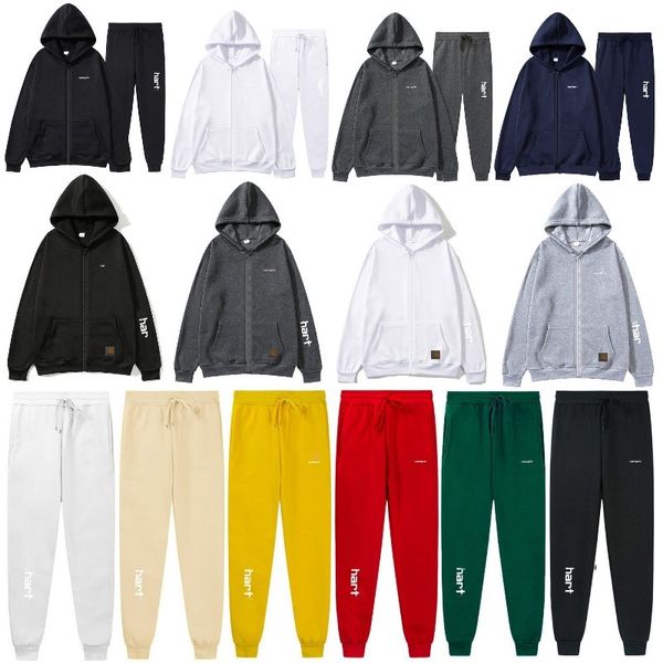 Conjunto de treino mulheres carharrt hoodie designer hoodies para homens roxo mens sportswear casaco calças moletom com zíper completo padrão clássico luxo correndo roupas esportivas