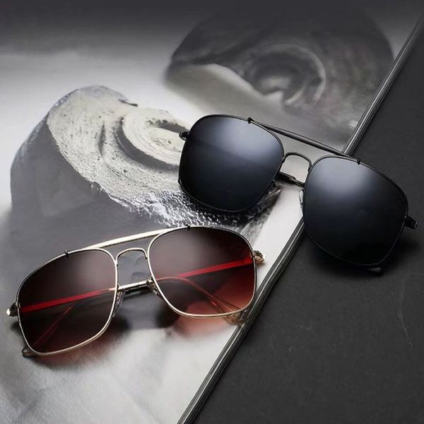 Новые мужские солнцезащитные очки с двойным мостом 56 мм, дизайнерские женские солнцезащитные очки UV400, классические очки в квадратной металлической оправе s1 с футляром Box282K