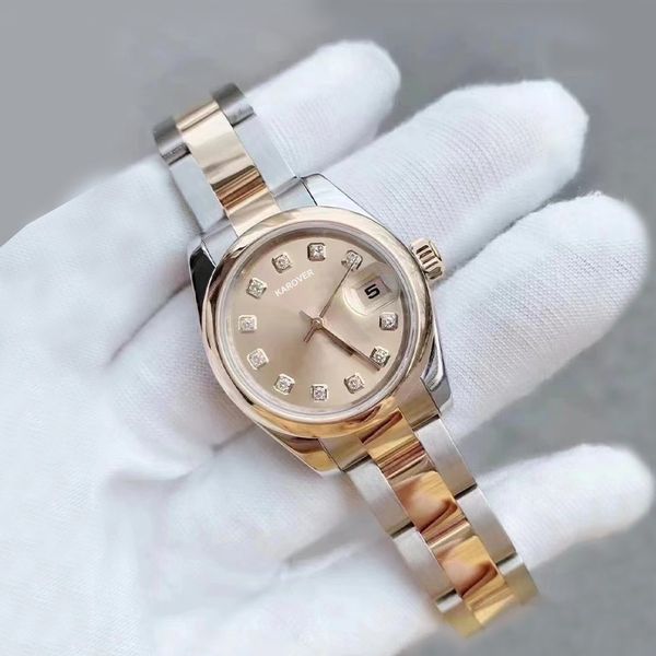 Часы высокого качества, модные женские часы, швейцарский кварцевый механизм, 28 мм, 31 мм, шампанское, бриллиантовый циферблат, сапфир, женские часы, дизайнерский стальной ремешок, наручные часы montre
