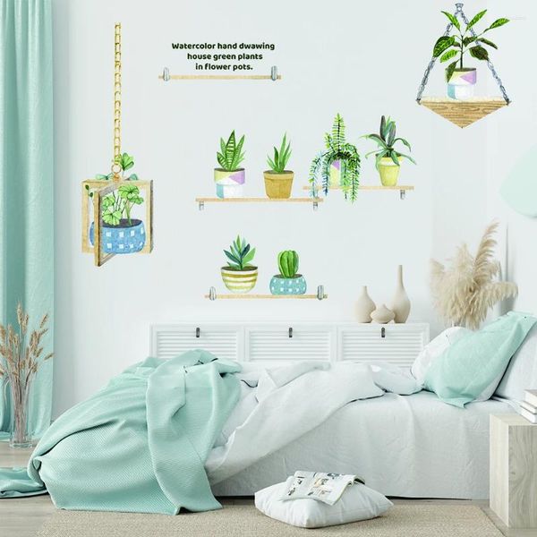 Adesivos de parede 1 conjunto kit simples auto-adesivo flor planta rack adesivo de fundo para decoração de quarto de casa 45x30cm