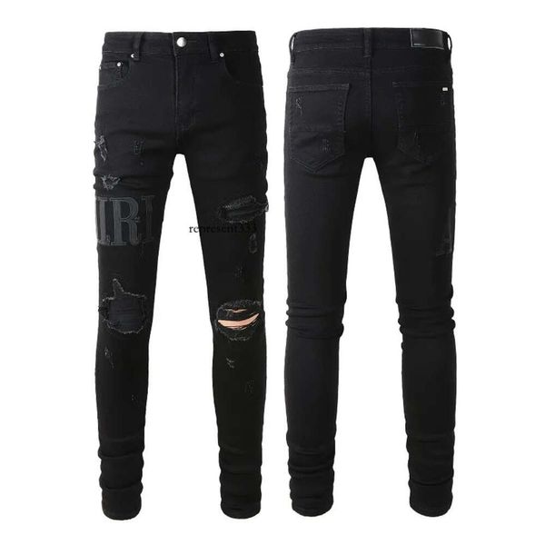 Amirir jeans 2023ss novo designer hip-hop zíper lavável carta retro moda masculina design motocicleta ciclismo jeans finos Size28-40.