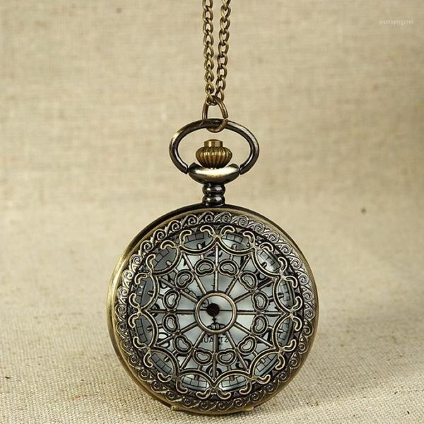 Pocket Watches FOB Vintage Bronze Ton Spinnen Webdesign Kette Anhänger Leben wasserdichte Männer Uhr Geburtstag Jubiläum Geschenk 187o