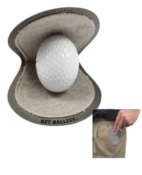 ganzer brandneuer Ballzee Pocker Golfballreiniger mit Frottee gefüttertem Kunststoff, nass innen, trocken in der Tasche, Grau9728547