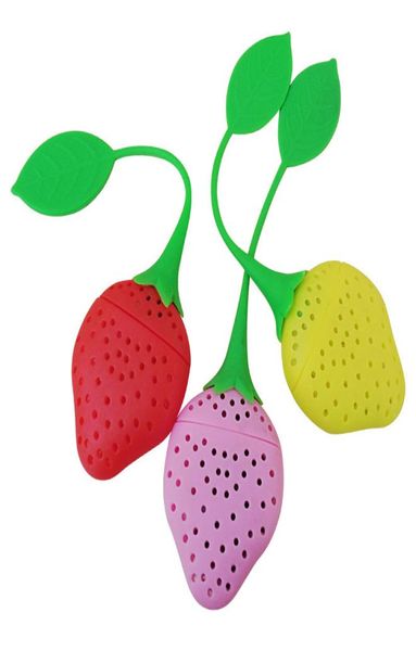 Silikon-Frucht-Teebeutel, lustiges Tee-Ei für lose Blätter in Erdbeer- und Zitronenform, Filtergerät, Kräutergewürzdiffusor7370098
