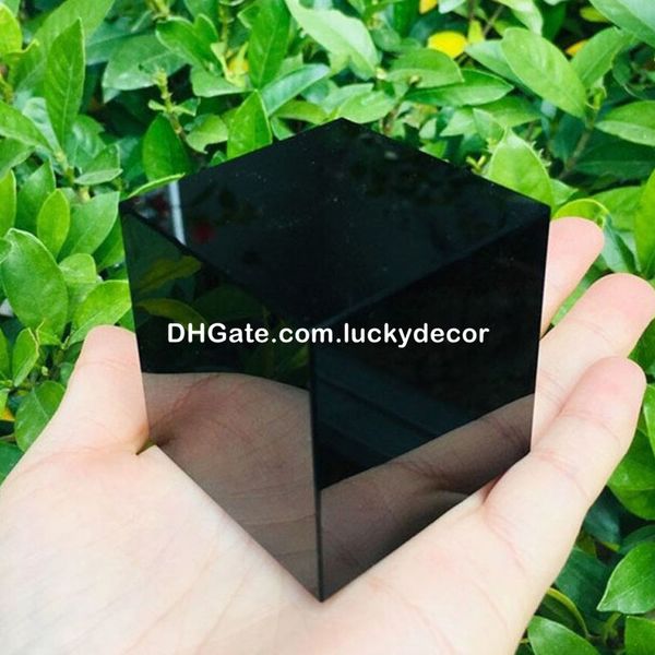 Cubo de obsidiana preta natural, cristal curativo de quartzo, pedra cúbica cortada, vidro vulcânico polido, quadrado, purificador de energia, decoração de casa, presente de inauguração atencioso