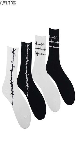 4 Stück Herren- und Damensocken, originelles Design, Stacheldrahtmuster, Trend, Mode, Straße, Hip-Hop-Stil, coole, einzigartige Socken 2104065767475