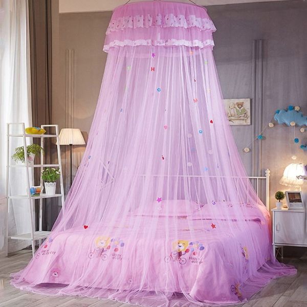 Bambini Elegante Letto In Tulle Letto A Cupola Rete A Baldacchino Circolare Rosa Rotondo Cupola Biancheria Da Letto Zanzariera per Twin Queen King286d