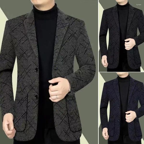 Casacos Masculinos Masculinos Jaqueta Turn-down Collar Manga Longa Bolsos Single-breasted Grosso Cardigan Quente Solto Plus Size Médio Comprimento Casual Business