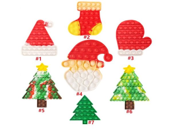 Brinquedos Empurrar Bolha Ansiedade Anti Stress Apaziguador Árvore de Natal Santa Chapéus Luvas Kawaii Coisas Autismo Antistress Sensory Toy2759673