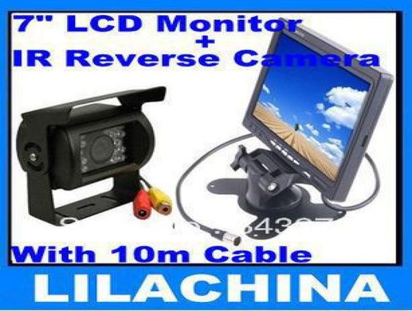 7quot lcd monitor18 ir câmera reversa kit de visão traseira do carro câmera do carro com cabo 10m sensor estacionamento ônibus4190443