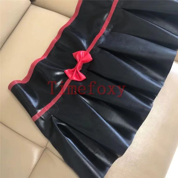 Платья 100% латексная юбка резиновые женские юбки с бантом спереди черные для вечеринки косплей Хэллоуин заводская цена
