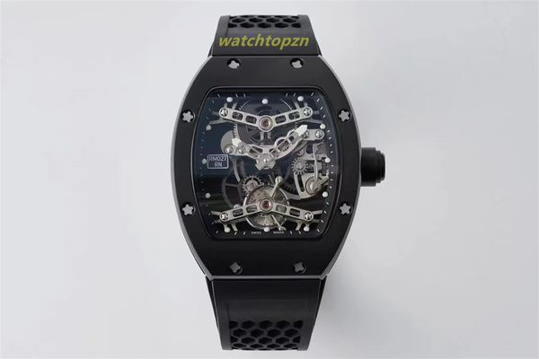 2024 Мужские часы RM027 Механизм с турбийоном, диаметр 40 мм, титановый корпус, сотовый ремешок из натурального каучука, сапфировое стекло