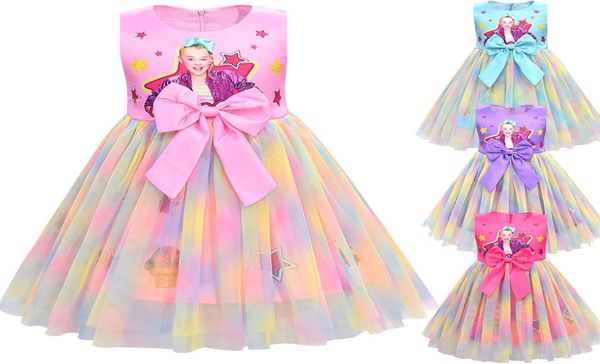 Meninas jojo siwa vestido meninas arco vestidos crianças festa de aniversário vestido crianças meninas natal jojo siwa vestido de princesa t20074531562
