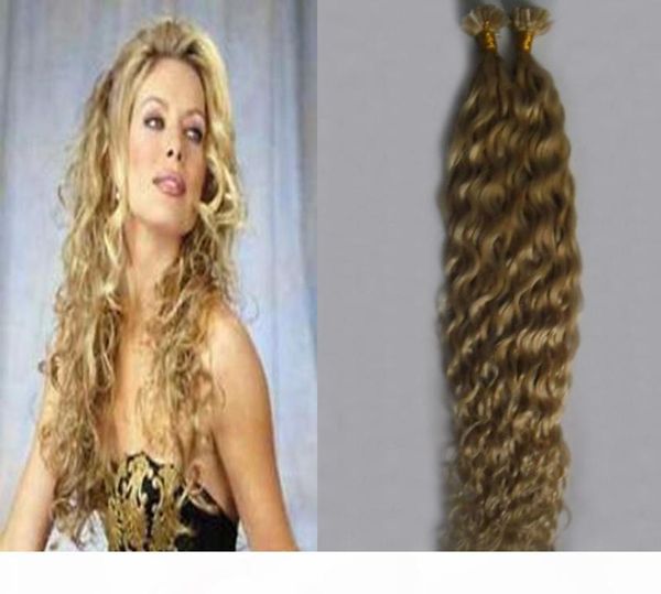 613 Candeggina bionda U Tip Estensione dei capelli cheratina riccia Macchina fatta Remy Capelli pre legati 100g ciocche u punta cheratina estensione dei capelli7870476