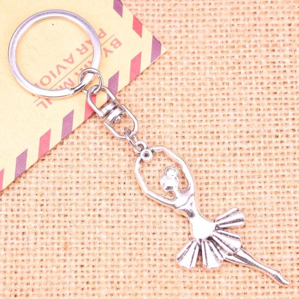 Schlüsselanhänger 20 stücke Mode Keychain 61 24 mm Balletttänzerin Ballerina Anhänger DIY Männer Schmuck Auto Schlüsselanhänger Ringhalter Souvenir für Geschenk