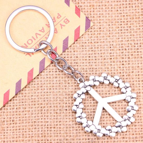 Schlüsselanhänger 20 stücke Mode Keychain 38mm Frieden Symbol Anhänger DIY Männer Schmuck Auto Schlüssel Kette Ring Halter Souvenir Für geschenk