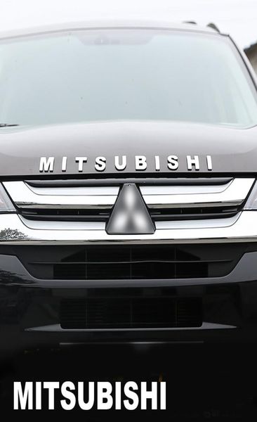 Para mitsubishi outlander chrome carro 3d letras capô emblema logotipo adesivos de carro estilo acessórios do carro redação 3d letter1132924