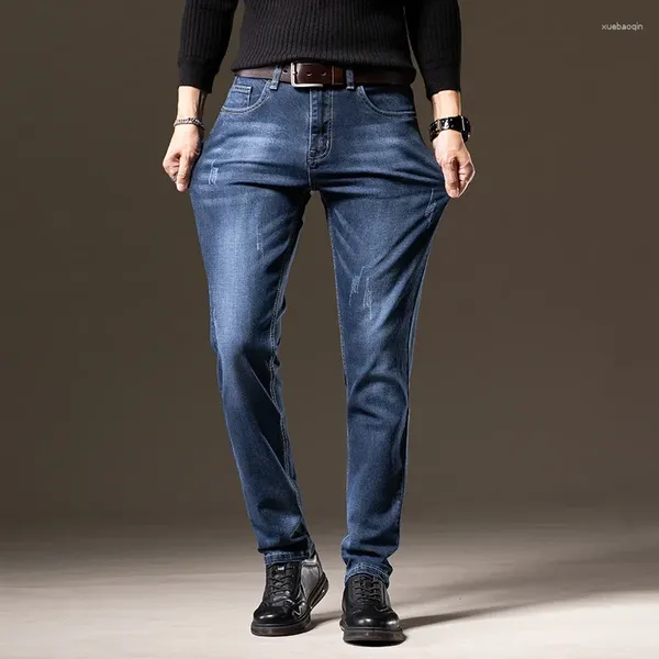 Männer Jeans Frühling und Sommer Männer dünne gerade Welle Marke lange Hosen Teachwear Homme Sexy Stretch Hosen