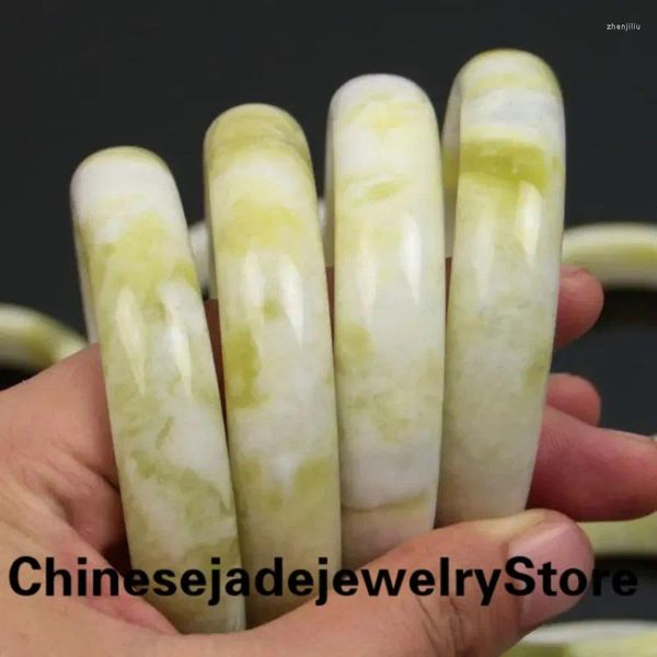 Bangle Genuíno Natural Chinês Jade Pulseira Jóias Acessórios de Moda Mulher Sorte Amuleto Mão Esculpida Jóias Finas