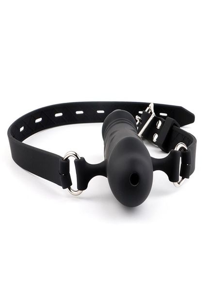 Bocca Bavaglio Dildo Fissazione orale Imbracatura Bondage Cinturino in pelle su giocattoli sexy Spina per pene Silicone doppio attacco per coppie donne9654217