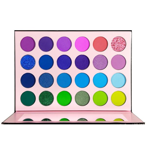 DELANCI 24 Farben grüne Lidschatten-Palette, blaue Rose, pigmentierte, wasserfeste Make-up-Palette, matt, schimmernd, glitzernd, Schönheit, 240226