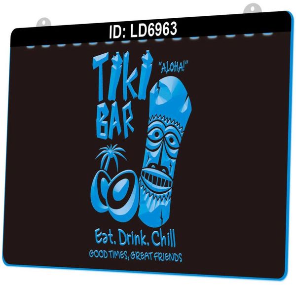 LD6963 Tiki Bar Drink Chill 3D Gravura LED Light Sign Whole Retail1970653