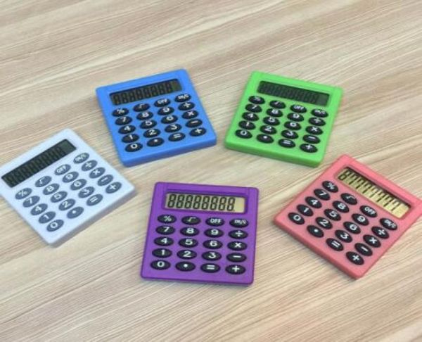 Bonito estudante bolso 8 digital mini calculadora eletrônica doces 5 cores calculando moedas baterias calculadora material de escritório gift9511368