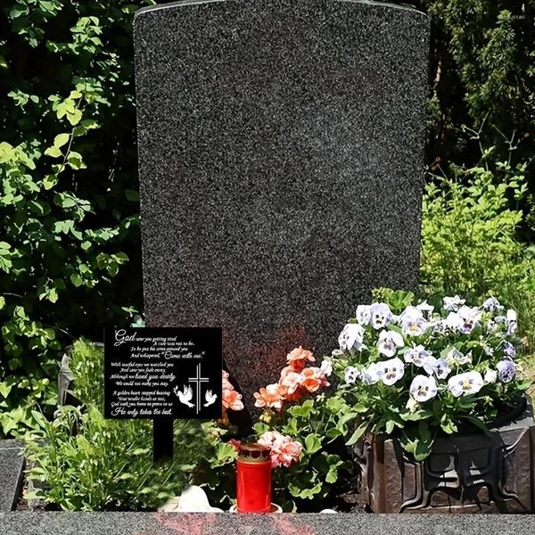 Gartendekorationen HelloYoung Sympathy Memorial Gedenktafel Pfahl Wasserdichter Grabmarker für den Friedhof Schwarz