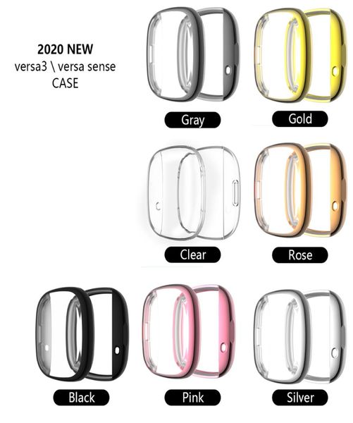 Capa protetora para relógio inteligente, capa protetora de tela tpu macia para fitbit versa 3sense versa 2 lite acc5918502