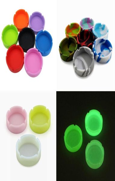 Posacenere in silicone Luminoso colore puro Camouflage Rotondo in silicone Fumatori Erba Tabacco Tenere Sigaretta Vassoio di cenere Vaso Contenitore Blunts Sm7913570