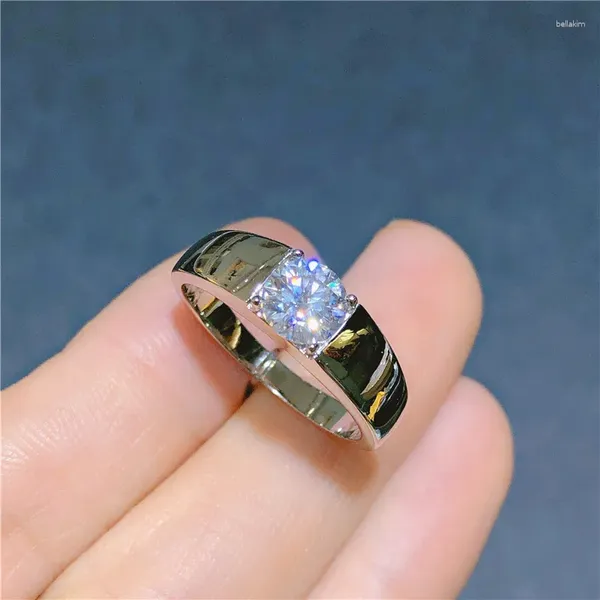 Anelli a grappolo Stile Anello in moissanite intarsiato in argento 925 da uomo Super brillante D Colore VVS1