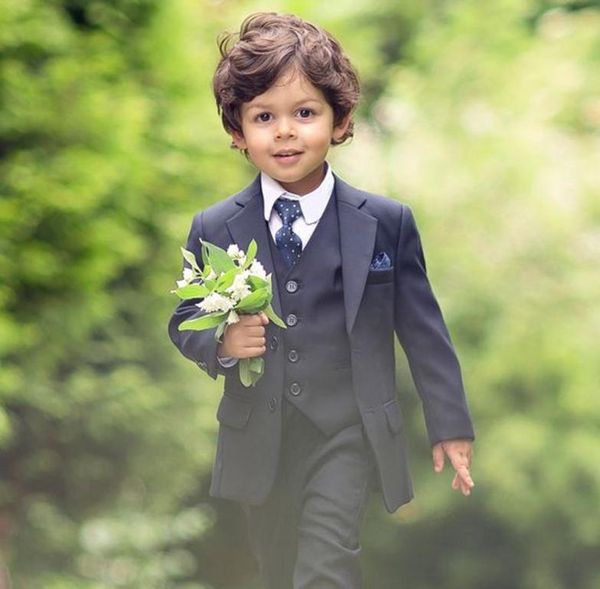 Azul marinho escuro anel portador ternos meninos ternos de casamento 2020 ternos de baile crianças formal wear smoking 3 peças conjunto jaqueta colete calças 5698689