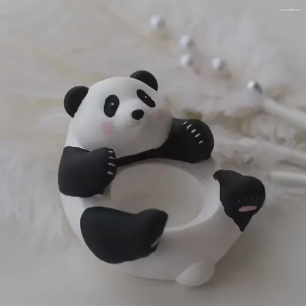 Kerzenhalter, Panda-Halter, Gips, Cartoon-Teelampe, multifunktionales Aroma für Desktop-Schlafzimmer