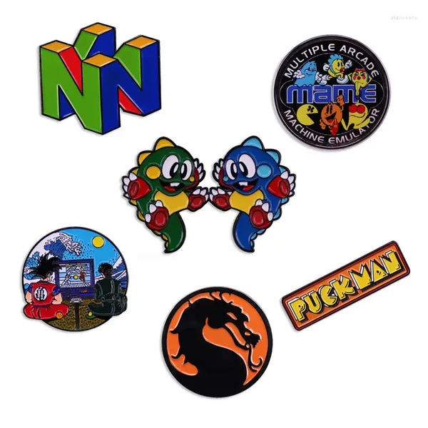 Broches de alta qualidade, jogos de arcade, pinos esmaltados, divertidos, luta, rei, emblemas, broche, lapela, crianças, bolsas escolares, acessórios de joias