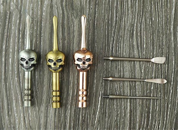 Tabacco Dab Tool Skull Bone Cera Olio Vaporizzatore Fumo Erbe Rimozione Bastone per pulizia per pipe da fumo Bong Nails Badge Style8108101