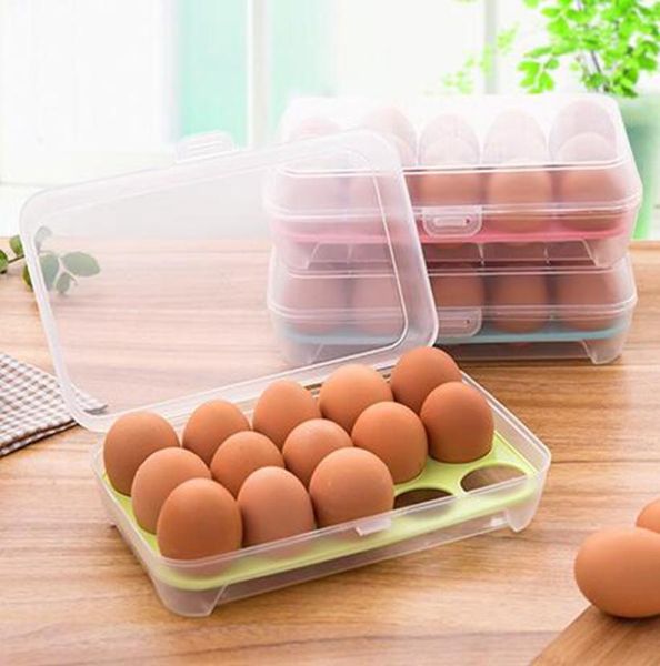 Einschichtiger Kühlschrank, Lebensmittelaufbewahrungsbox, 15 Eier, luftdichter Aufbewahrungsbehälter, Kunststoffbox, tragbare Eierablage