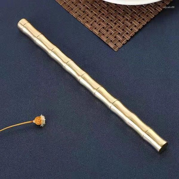 Moda criativa caneta de bronze de bambu metal negócios felt-tip retro neutro estudante escritório portátil pacote bolsos presente