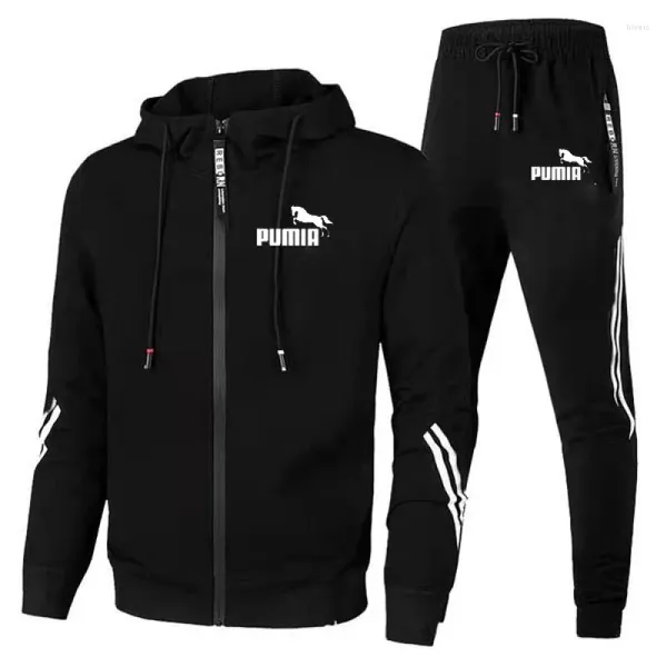 Homens Tracksuits Mens Design Tracksuit Outono Inverno Casaco Com Capuz e Longo Sweatpants 2 Pcs Define Casual Sports Hoodies Jogging Terno