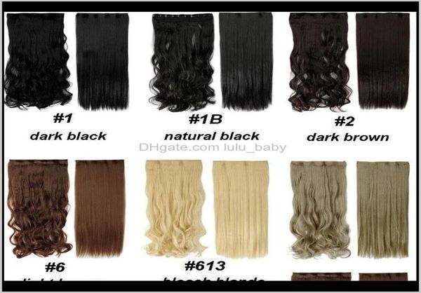 Stücke 1828 lange Clip-in-Extensions synthetisch 100 echte natürliche Haarverlängerungen 34 Ganzer Kopf 1 Stück Schwarzbraun 162Jp Gu8Yu6943322