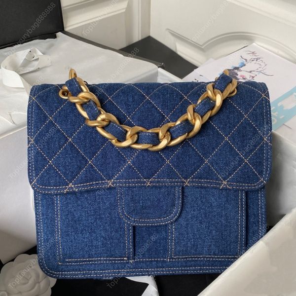 10A TOP Designer-Tasche Rucksack-Stil Umhängetasche 25CM Blaue Denim-Tasche Vintage-Tasche Luxus-Schulrucksack-Handtasche Hochwertige Designer-Tasche Geschenkbox-Verpackung Damentasche