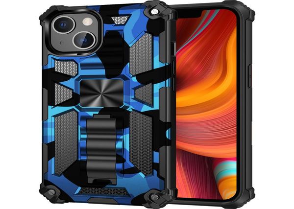 À prova de choque híbrido builtin kickstand casos para iphone 13 pro max 12 11 xr xs x 8 7 plus 6s camuflagem camo suporte armadura telefone cover9049722