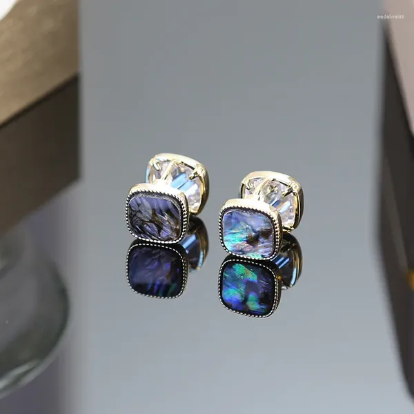Orecchini a bottone Design leggero e di lusso con zirconi blu a doppia faccia per le donne Accessori eleganti di gioielli in cristallo di moda
