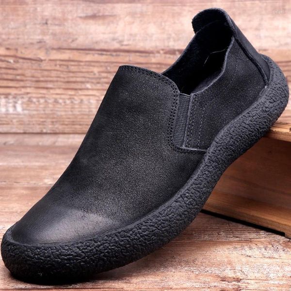 Casual Schuhe Vintage Männer Echtes Leder Britischen Stil Einfache Joker Wohnungen Herbst Designer Loafers