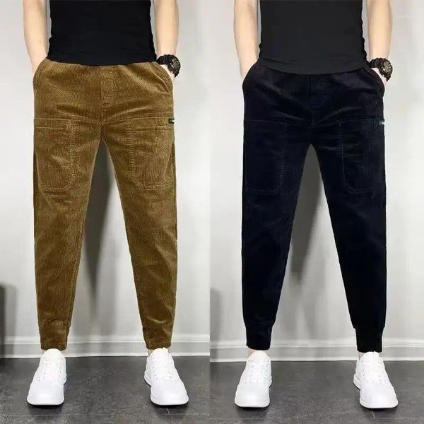 Calças masculinas corduroy sweatpant masculino 2024 outono inverno baggy jogger moda streetwear solto vintage casual homem reto calças