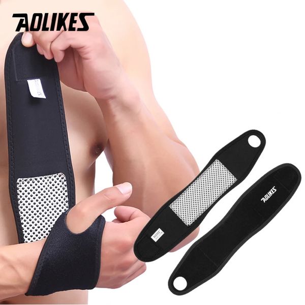 AOLIKES 1 Paar selbsterhitzende Magnet-Handgelenkstütze, Schutzfolie, Winter-Warmhalteband, Sportverkauf, Turmalin-Armband 240226